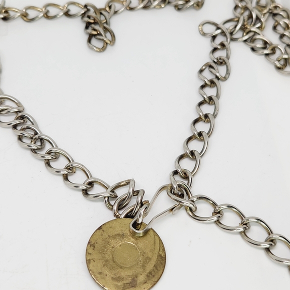 Silver Metal Chain Link Belt Hip High Waist Coin Charm Buckle Free Size Max 44" - Picture 4 of 5